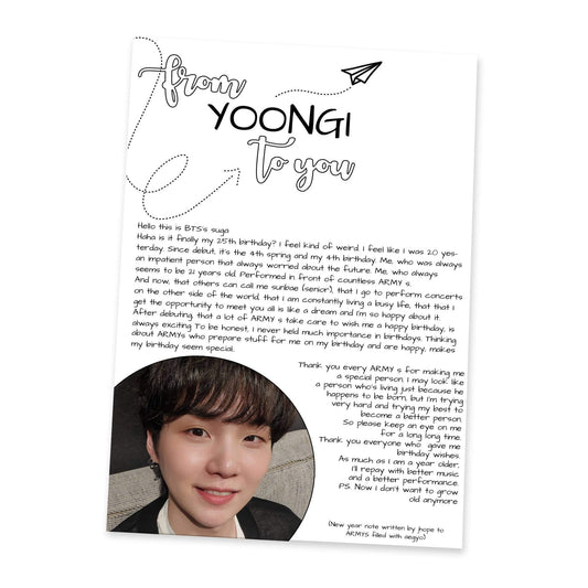 BTS Letter From Bias Suga