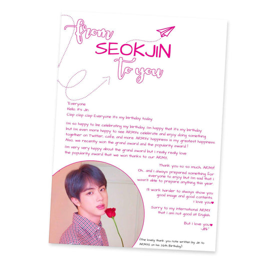 BTS Letter From Bias Jin