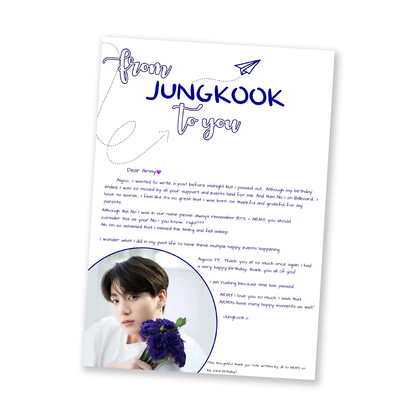 BTS Letter From Bias Jungkook